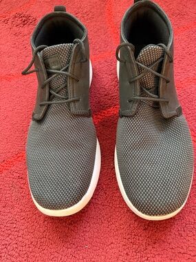 Men's Black Knit Lace-Up Boots - Lightweight Casual Shoe/Boot